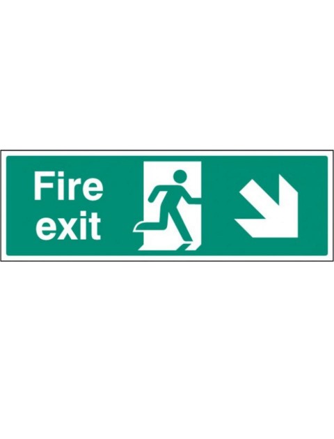 Fire Exit Down and Right Rigid Plastic - 3 sizes 